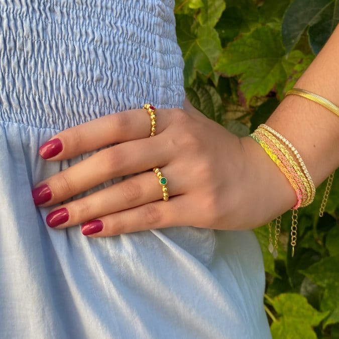 lemavie com br anel de dots solitario cravejado zirconia rosa banho ouro 18k