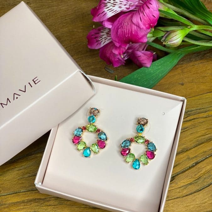 lemavie com br brinco cristal branco verde e perola gota no banho ouro 18k 17