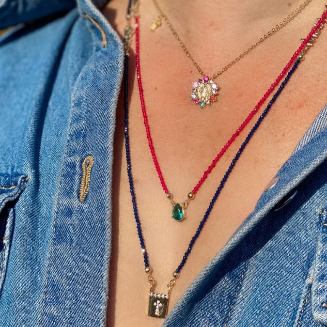 lemavie com br colar nossa senhora das gracas zirconias coloridas no banho de ouro 18k xxcm com prolangador 1