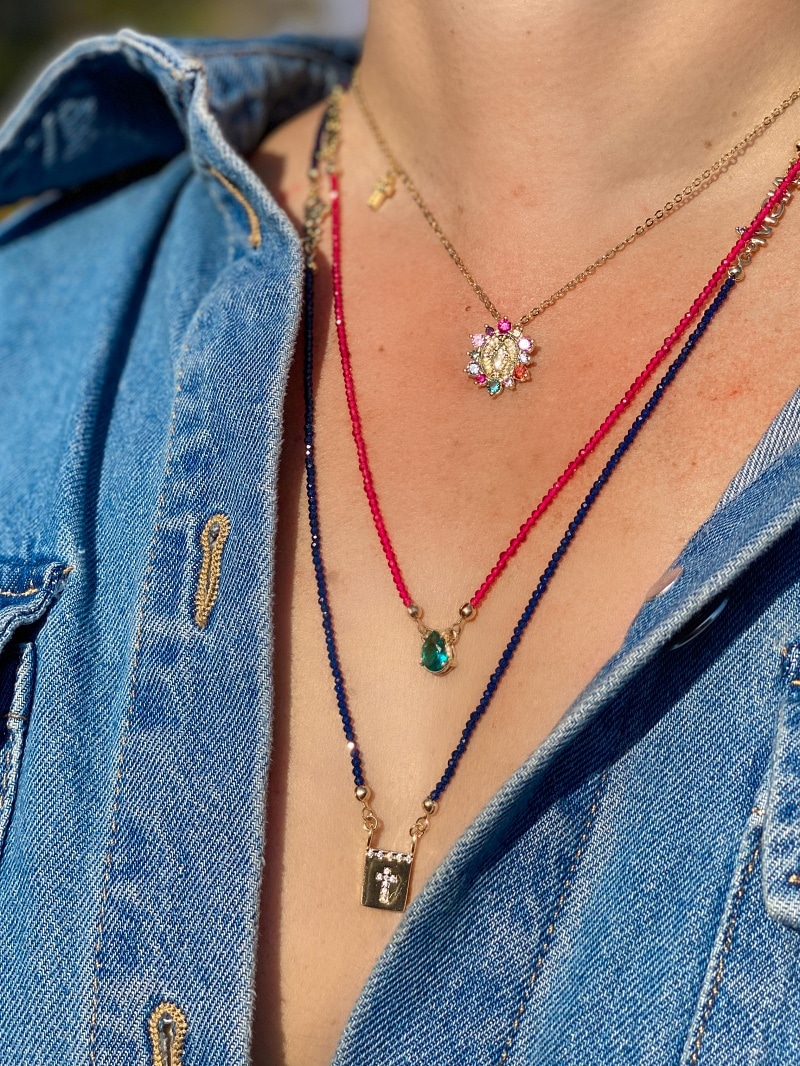 lemavie com br colar nossa senhora das gracas zirconias coloridas no banho de ouro 18k xxcm com prolangador 1