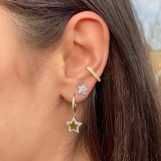 lemavie com br brinco de argola pingente estrela zirconias banho de ouro 18k